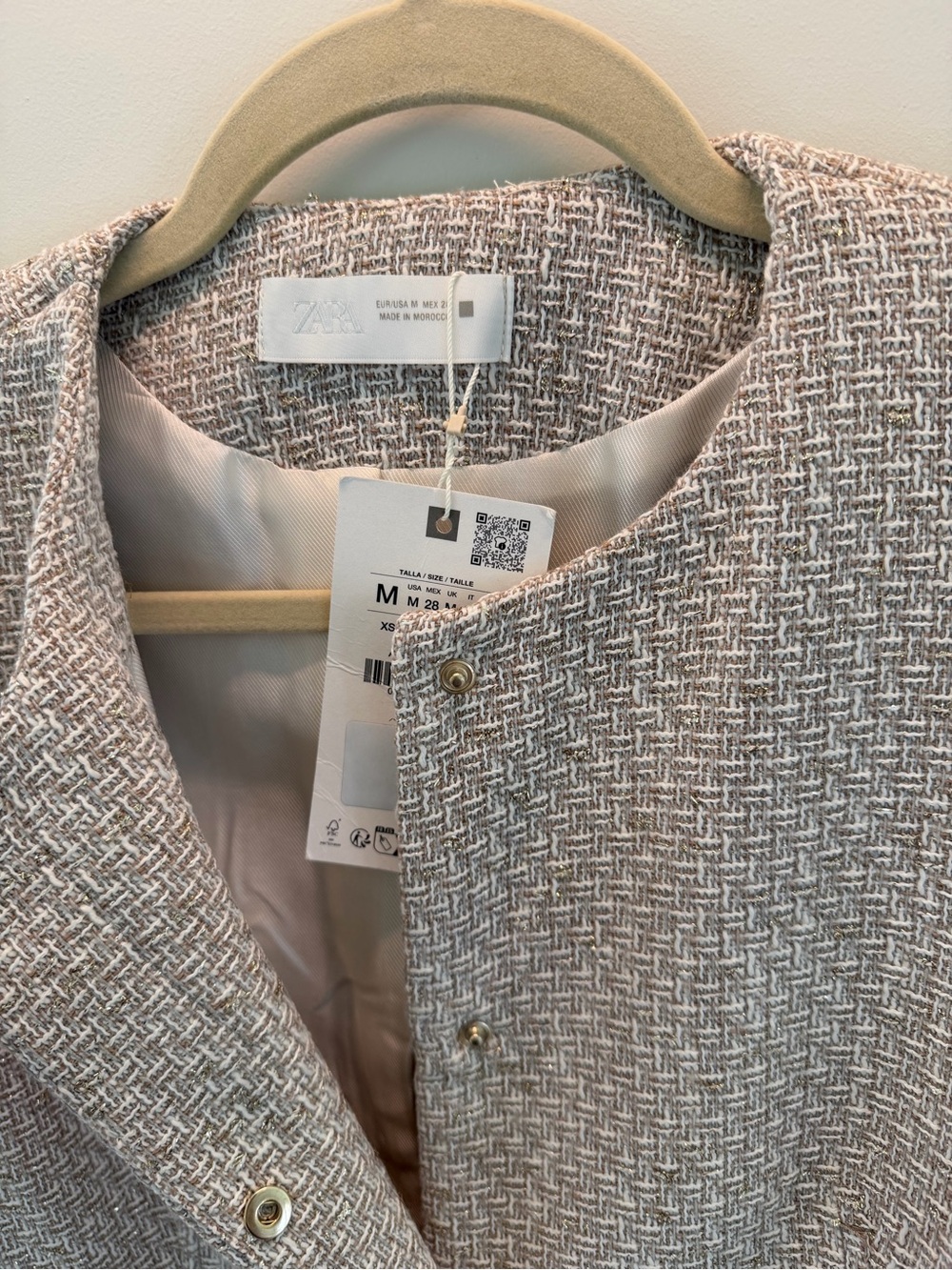 Zara Textured Belted Blazer in Cream - Picture 6 of 9